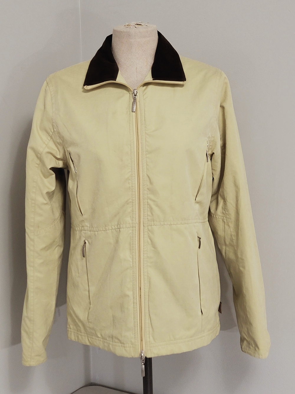 Barbour Vintage Y2K Light Green Microfiber Jacket Tartan Sz 4 XS